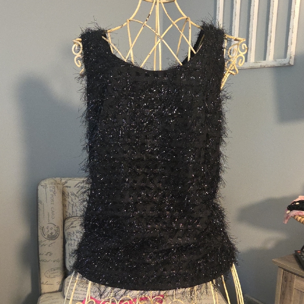Black Textured Sleeveless Top